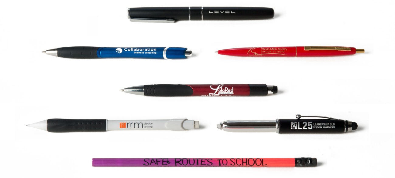 Custom printed promotional pens branded for local businesses