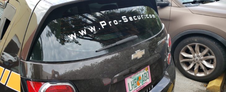 vehicle decals with site info on car
