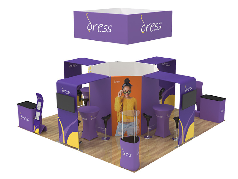 20x20 custom trade show booth kit 05 - view 2 - Graphink Miami