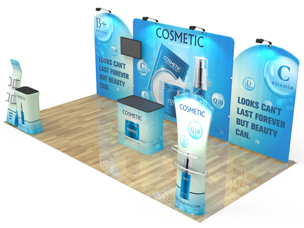 10x20 custom trade show booth kit J - view 2 - Graphink Miami