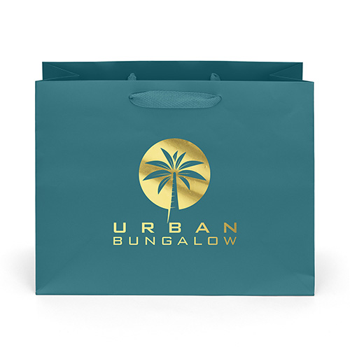 London Paper Bag in Teal - custom printed bag - Graphink Miami