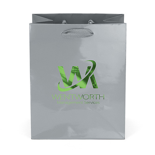 Crystal™ Paper Bag in Silver - custom printed bag - Graphink Miami