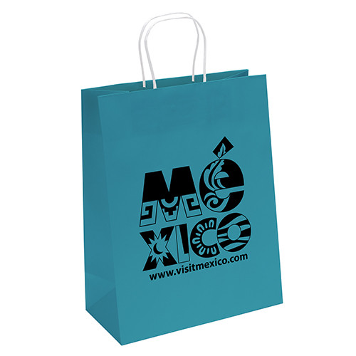 Brite Jenny Paper Bag in Teal - custom printed bag - Graphink Miami