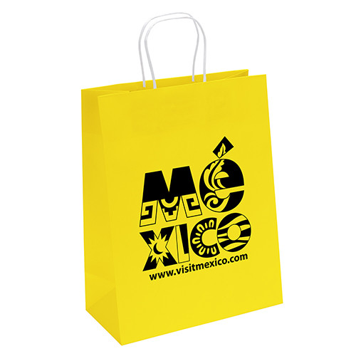 Brite Jenny Paper Bag in Yellow - custom printed bag - Graphink Miami