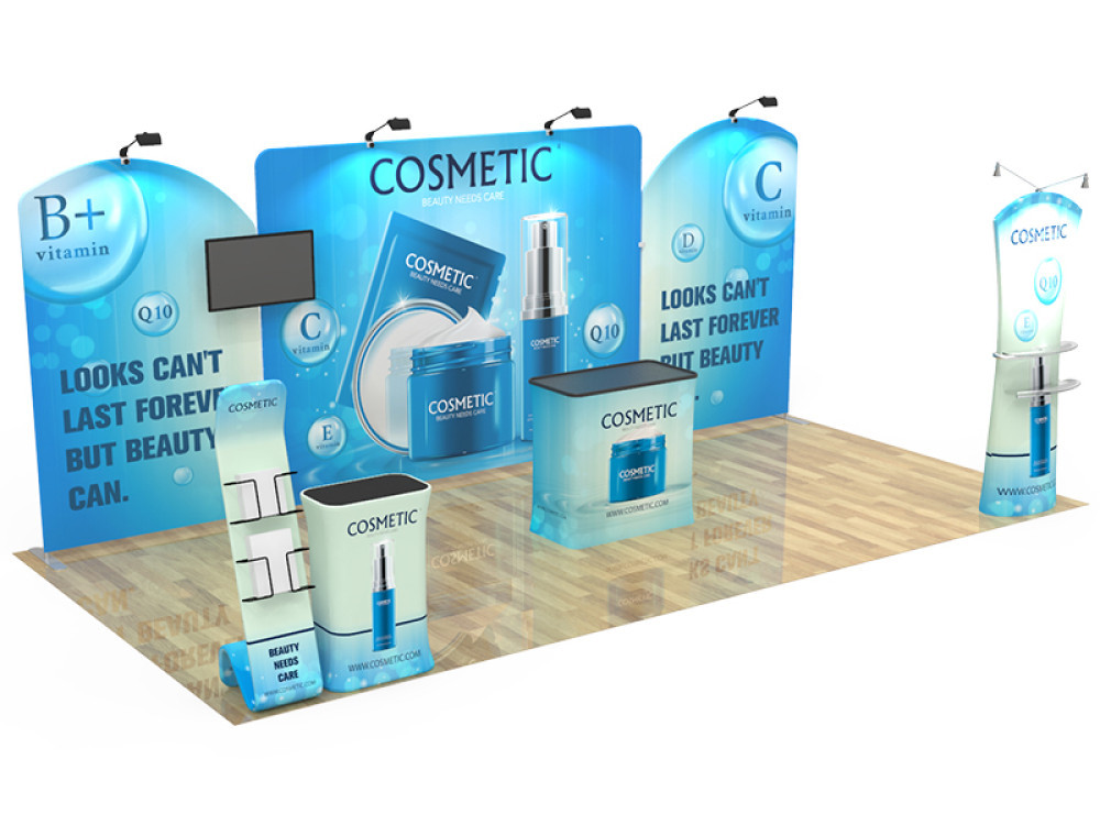 10x20 custom trade show booth kit J - view 3 - Graphink Miami