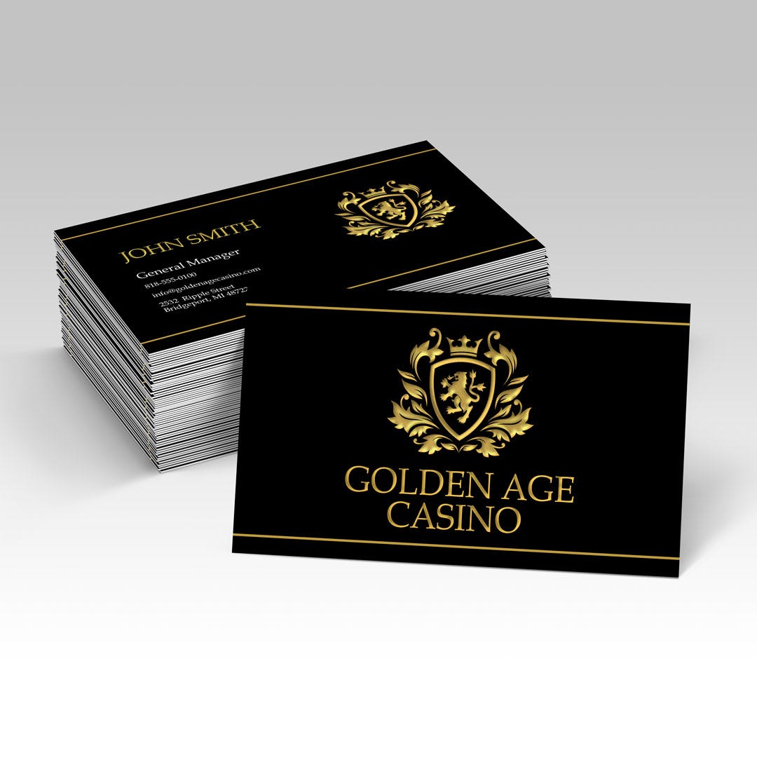 Raised foil business cards with gold foil on soft-touch laminate