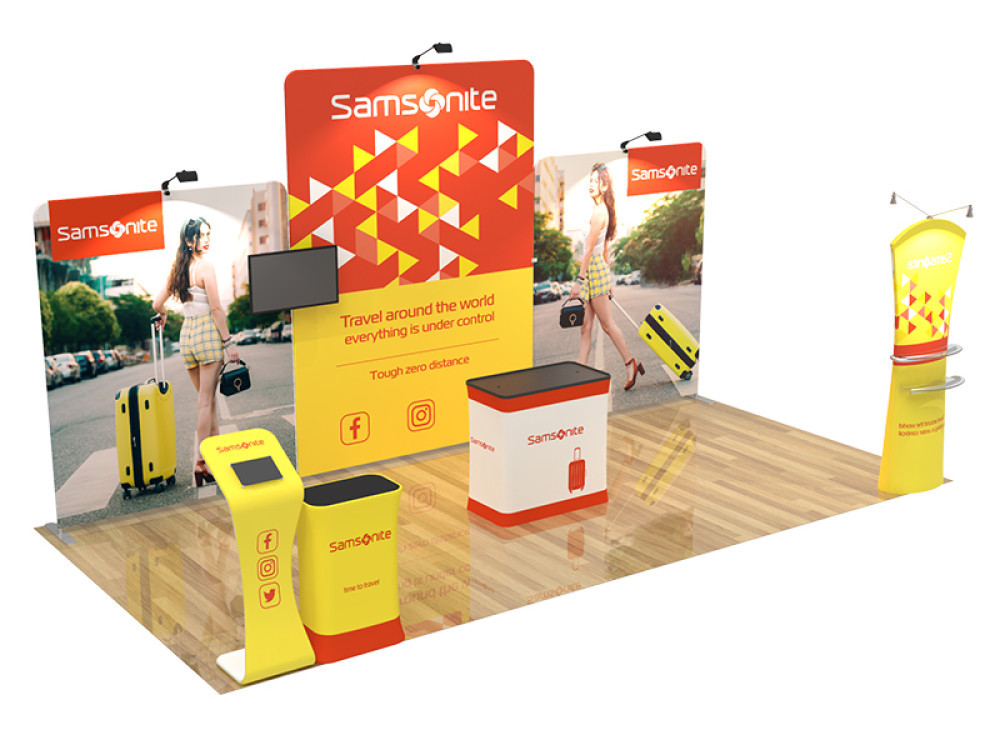 10x20 custom trade show booth kit L - view 3 - Graphink Miami