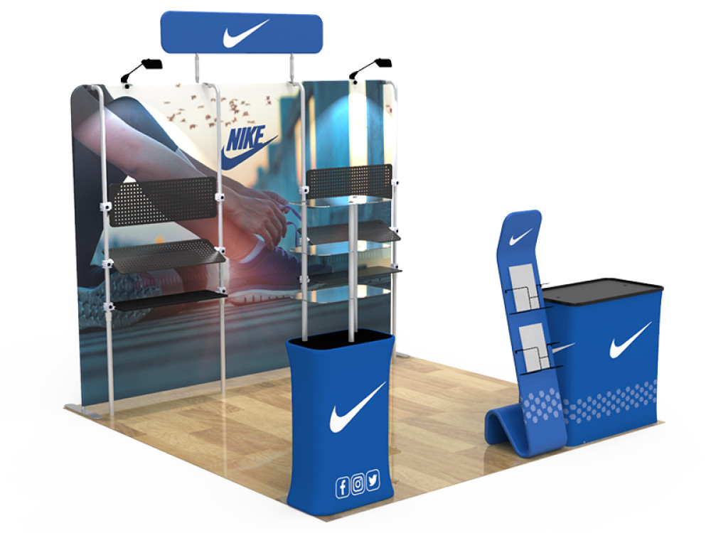 10x10 custom trade show booth kit E - view 3 - Graphink Miami