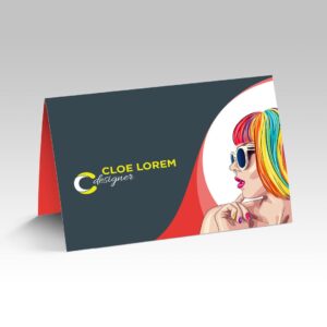 Fold-over business card standing folded