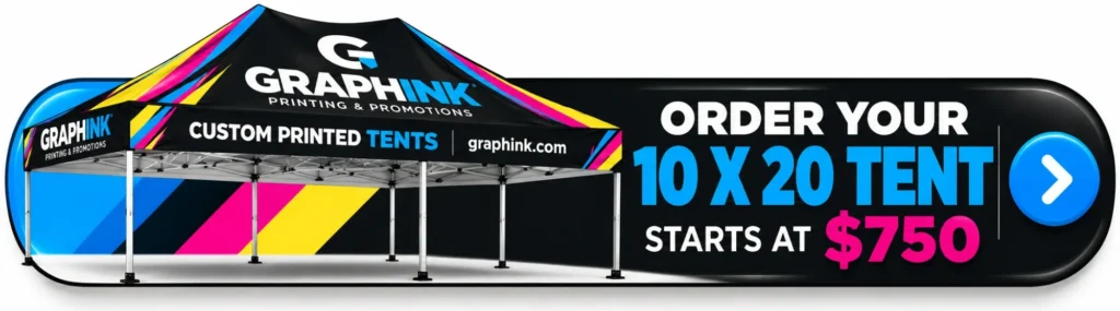 Order your custom printed 10x20 tent online in Miami – starts at $750
